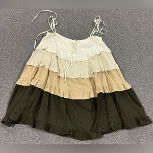 Brown Tan Ruffle Layer Dress